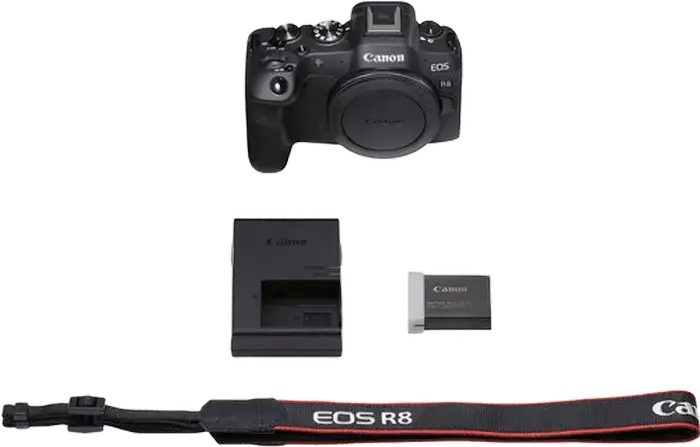 Canon EOS R8 Mirrorless Camera Body, Full Frame 24.2MP CMOS Sensor, DIGIC X Processor, 4K 60p Video, Dual Pixel CMOS AF II, RF Mount, Black