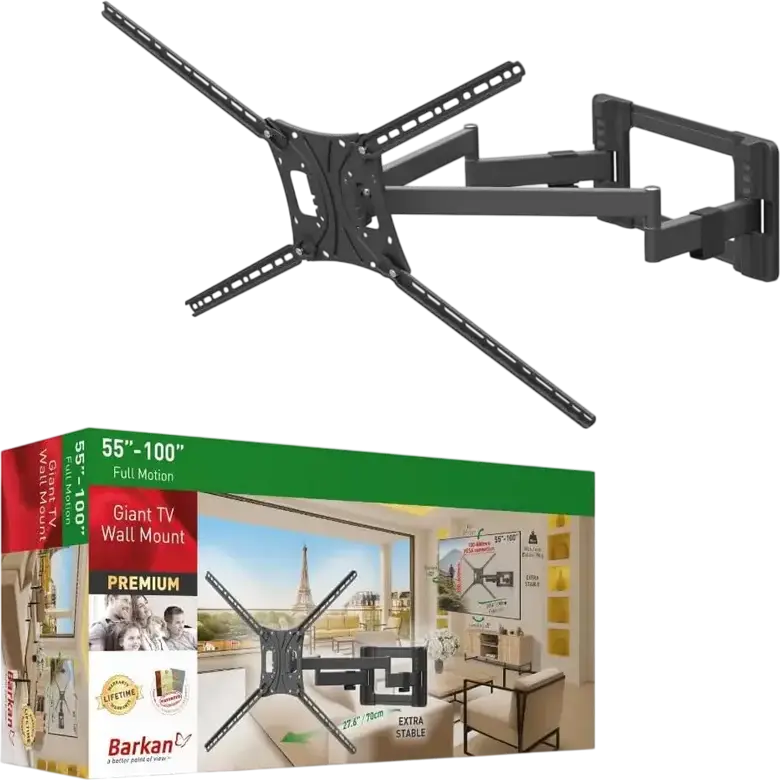 Suport de perete cu mișcare completă Barkan BM564L pentru TV 55"-100", Capacitate Max 70kg, VESA până la 850x400mm, Extensie 70cm, Negru