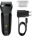 Aparat de ras electric Braun Series 3 300s cu sita, Cap 3D 3-Flex, Utilizare Uscat si Umed, Impermeabil, Trimer integrat, Baterie Ni-MH, Negru
