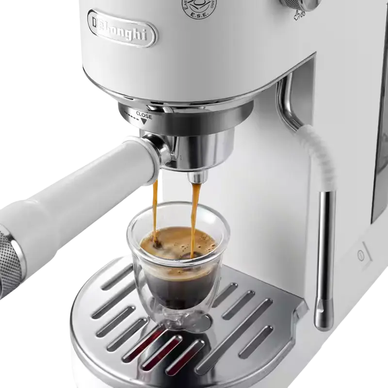 DeLonghi Dedica Duo EC890 Manual Espresso Machine, 1450W, 15 Bar, 1.1L Tank, Cold Extraction Technology, LED Display, White, Set of 8 Pieces