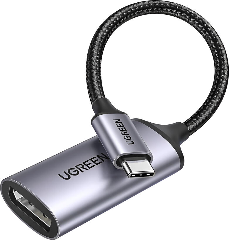 Adaptor UGREEN CM654 USB-C la DisplayPort 1.4, 8K@60Hz, 4K@120Hz, HDR, 32.4Gbps, Cablu din Aluminiu Impletit, Gri