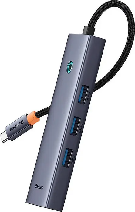 USB-C концентратор Baseus UltraJoy Series 6-в-1, HDMI 4K 60Гц, 4x USB 3.0 5Гбит/с, PD 100Вт, алюминий, Space Gray, набор из 5 предметов с 4 клипсами