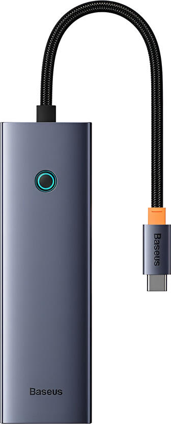 USB-C концентратор Baseus UltraJoy Series 6-в-1, HDMI 4K 60Гц, 4x USB 3.0 5Гбит/с, PD 100Вт, алюминий, Space Gray, набор из 5 предметов с 4 клипсами