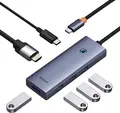 USB-C концентратор Baseus UltraJoy Series 6-в-1, HDMI 4K 60Гц, 4x USB 3.0 5Гбит/с, PD 100Вт, алюминий, Space Gray, набор из 5 предметов с 4 клипсами