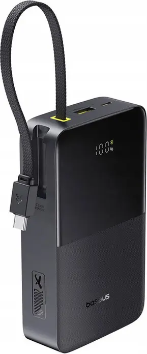 Baseus EnerFill FC51 Bipow 2 Pro Power Bank 20000mAh 22.5W Fast Charging with Built-in USB-C Cable LED Digital Display PD QC 3.0 Cosmic Black