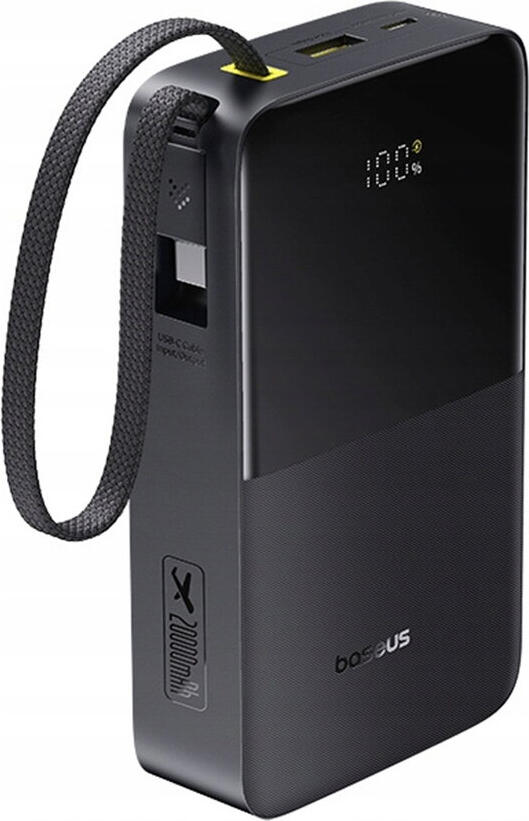Baseus EnerFill FC51 Bipow 2 Pro Power Bank 20000mAh 22.5W Fast Charging with Built-in USB-C Cable LED Digital Display PD QC 3.0 Cosmic Black