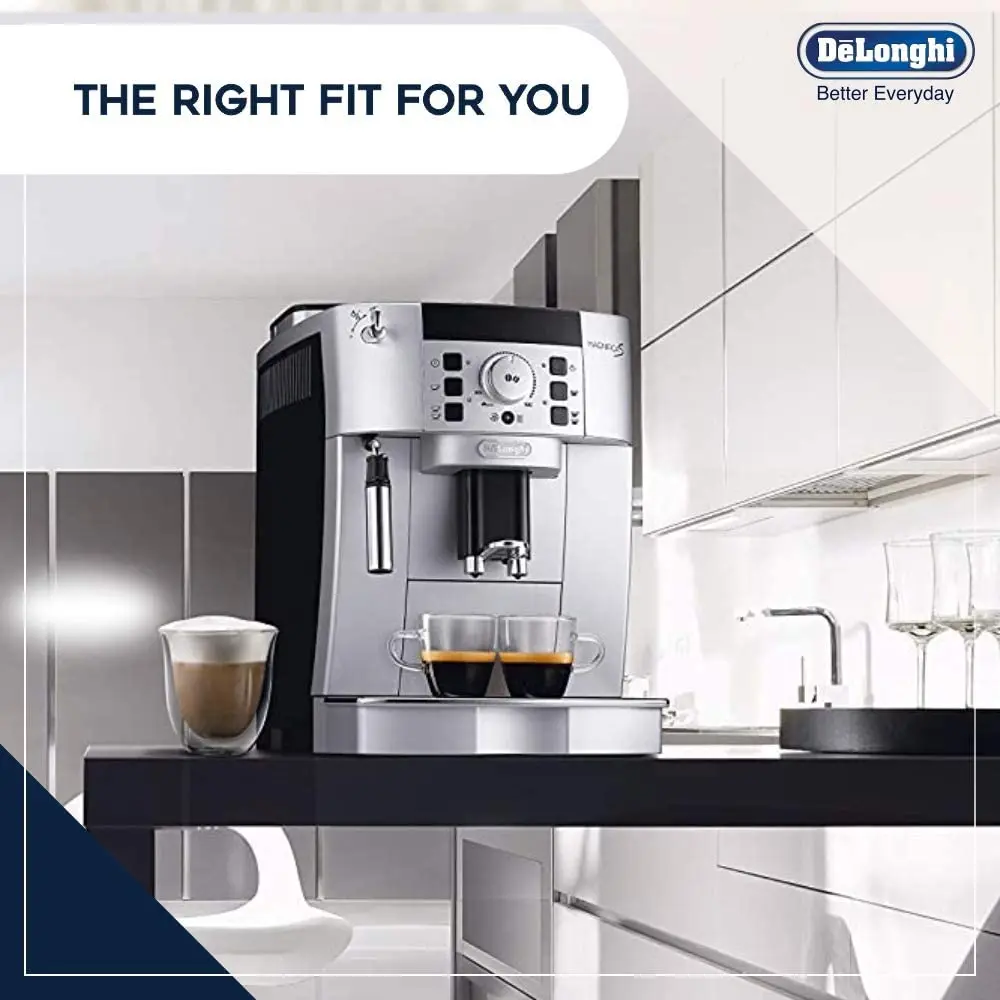 DeLonghi Magnifica S ECAM22.110 Automatic Coffee Machine, 1450W, 15 Bar, 1.8L Tank, 13-Step Grinder, Cappuccino System, White