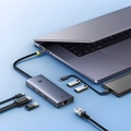 Hub USB-C Baseus UltraJoy 7-in-1, HDMI 4K@60Hz, USB-A 3.1 10Gbps, Incarcare PD 100W, Gigabit Ethernet RJ45, Aliaj de Aluminiu, Space Gray
