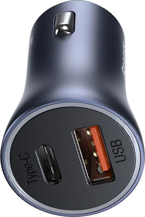 Автомобильное зарядное устройство Baseus Golden Contactor Pro 40 Вт, два порта USB-C и USB-A, быстрая зарядка PD3.0 QC4+, алюминий и ABS, 12-24 В, комплект с кабелем 1 м
