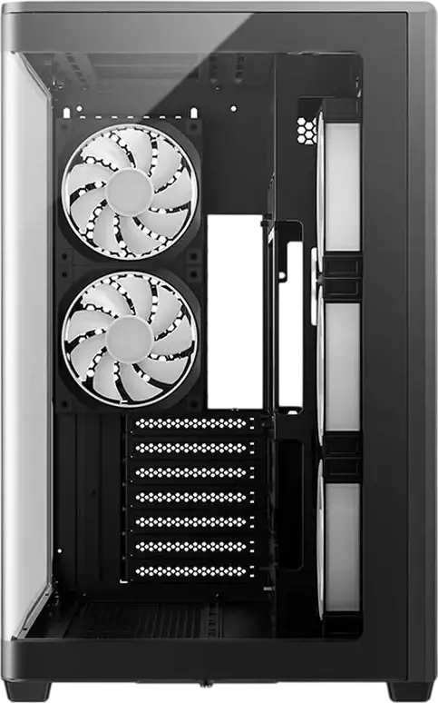 Deepcool CG590U Midi-Tower PC Case, Dual-Chamber Panoramic Seamless Glass, ATX/M-ATX/ITX, 5x 120mm ARGB PWM Fans, Black, Steel and Tempered Glass