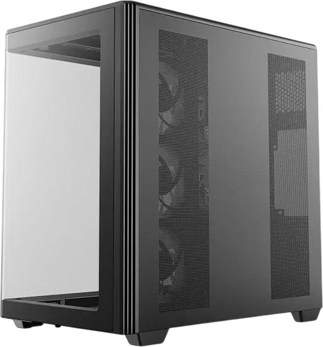 Deepcool CG590U Midi-Tower PC Case, Dual-Chamber Panoramic Seamless Glass, ATX/M-ATX/ITX, 5x 120mm ARGB PWM Fans, Black, Steel and Tempered Glass