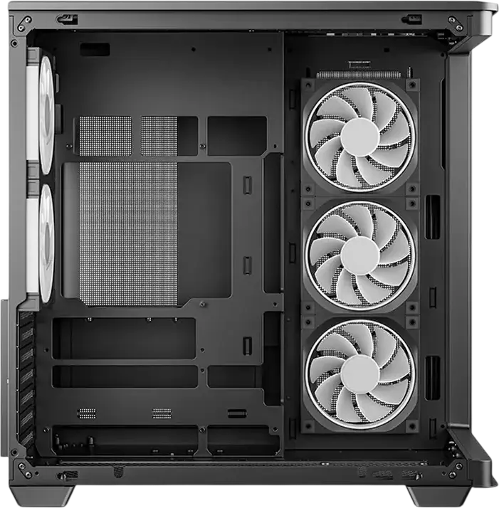 Deepcool CG590U Midi-Tower PC Case, Dual-Chamber Panoramic Seamless Glass, ATX/M-ATX/ITX, 5x 120mm ARGB PWM Fans, Black, Steel and Tempered Glass