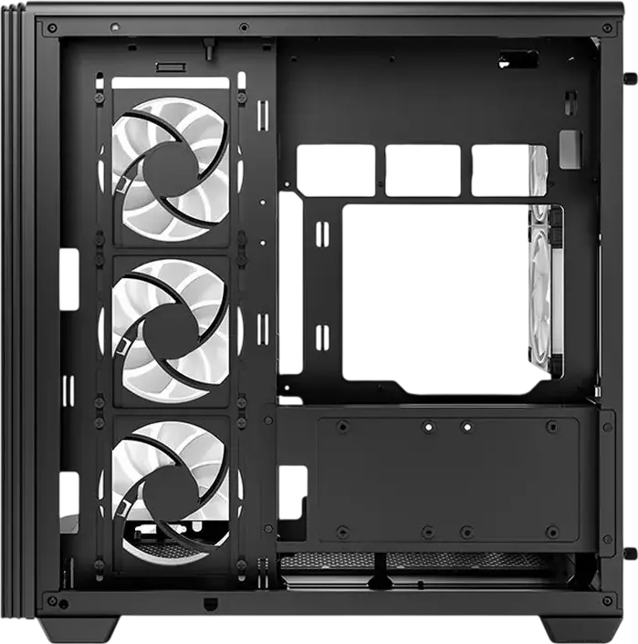 Deepcool CG590U Midi-Tower PC Case, Dual-Chamber Panoramic Seamless Glass, ATX/M-ATX/ITX, 5x 120mm ARGB PWM Fans, Black, Steel and Tempered Glass