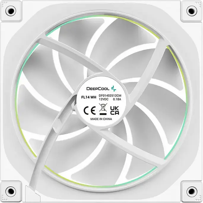Ventilator PC Deepcool FL14 WH ARGB, 140mm, Alb, PWM, 500-1700 RPM, Lager Hydro, Motor FOC, 66.59 CFM, 4-pin, DF01402512CM