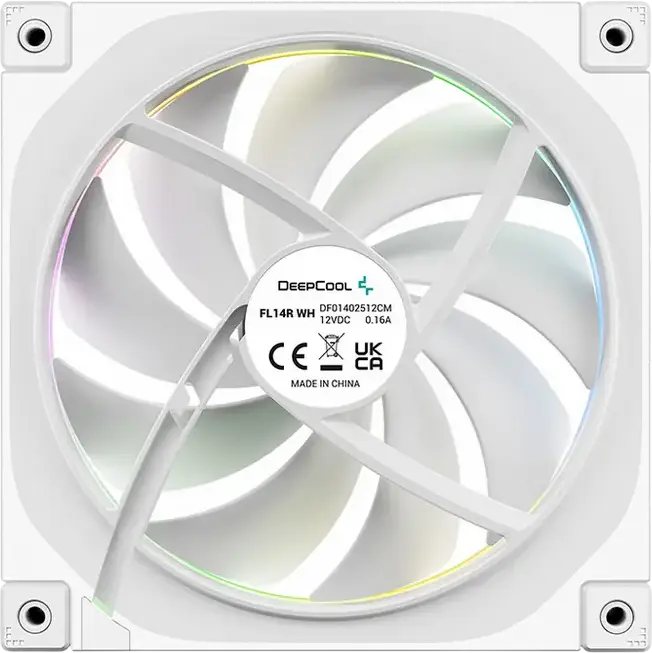 Ventilator Geanta PC Deepcool FL14R WH DF01402512CM 140mm ARGB Reverse, Alb, Rulment Hidraulic, 500-1700 RPM, 4-pin PWM, Flux Aer 66.59 CFM