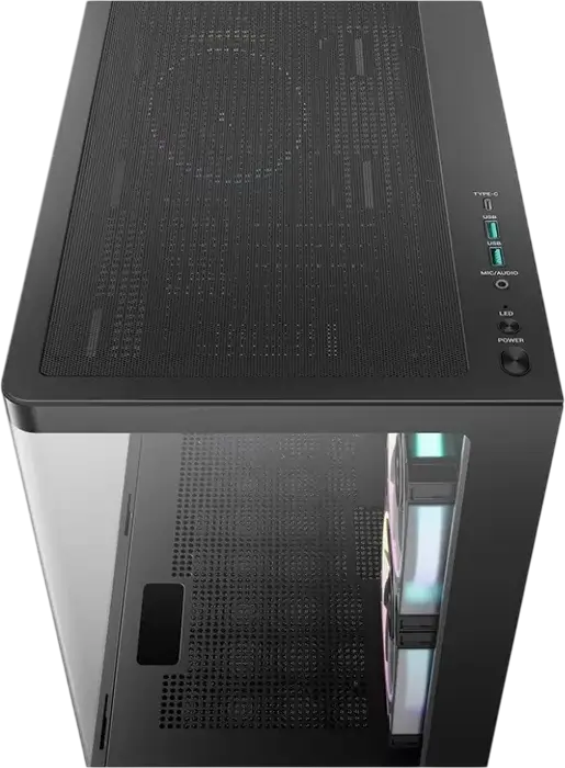 Deepcool CG380U 3F Micro-ATX ITX PC Case, Black, Curved Panoramic Tempered Glass, 3x 120mm ARGB PWM Fans, USB Type-C, Steel and ABS