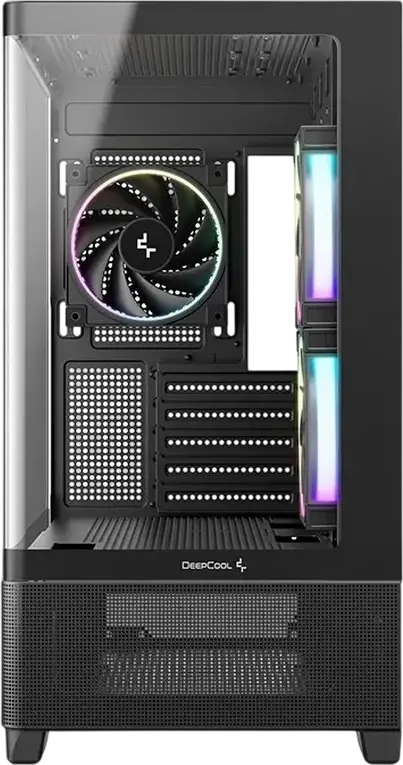 Deepcool CG380U 3F Micro-ATX ITX PC Case, Black, Curved Panoramic Tempered Glass, 3x 120mm ARGB PWM Fans, USB Type-C, Steel and ABS