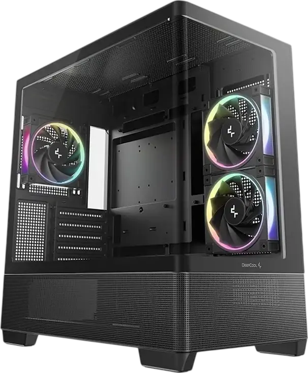 Deepcool CG380U 3F Micro-ATX ITX PC Case, Black, Curved Panoramic Tempered Glass, 3x 120mm ARGB PWM Fans, USB Type-C, Steel and ABS
