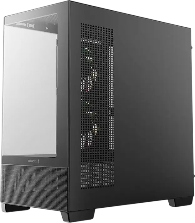 Deepcool CG380U 3F Micro-ATX ITX PC Case, Black, Curved Panoramic Tempered Glass, 3x 120mm ARGB PWM Fans, USB Type-C, Steel and ABS