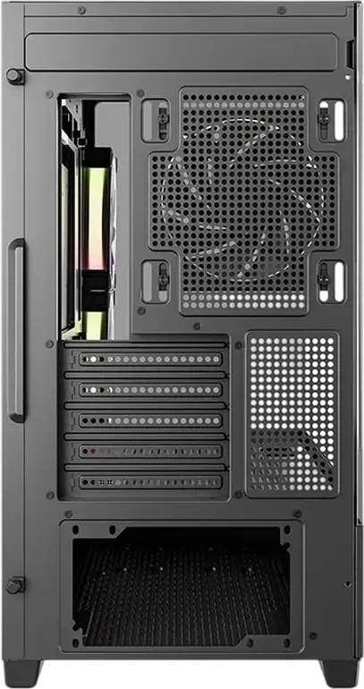 Deepcool CG380U 3F Micro-ATX ITX PC Case, Black, Curved Panoramic Tempered Glass, 3x 120mm ARGB PWM Fans, USB Type-C, Steel and ABS