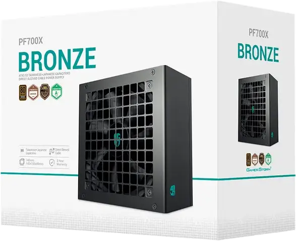 Sursa Alimentaie Deepcool GamerStorm PF700X 700W, Eficienta 80 Plus Bronze, ATX 12V 2.52, Topologie DC-DC, PFC Activ, Ventilator 120mm, Non-Modulare, Neagra