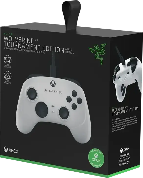 Razer Wolverine V3 TE Wired Gamepad for Xbox Series X|S, Xbox One, Windows, MacOS, Android, Hall Effect Analog Sticks and Triggers, 4 Back Paddles, White