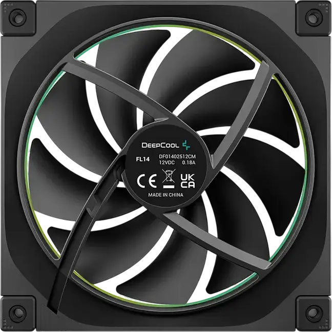 Корпусный вентилятор DeepCool FL14 ARGB, 140x140x25мм, 500-1700 RPM, 66.59 CFM, гидродинамический подшипник, 4-pin PWM, черный, DF01402512CM