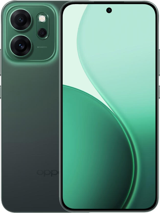 Smartphone OPPO Reno 14F 5G CPH2743, Verde Luminos, Ecran AMOLED 6.57 inch 120Hz, Snapdragon 6 Gen 1, 8GB RAM, 256GB Stocare, Camera Tripla 50MP OIS, Baterie 6000mAh, IP68/IP69