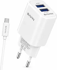 BAVIN Wall Charger Dual USB 2.4A + Cable Micro-USB, White
