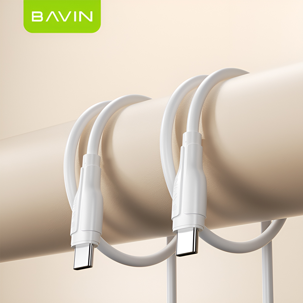 BAVIN USB-C to USB-C Charging and Data Cable, 1m, Tin-plated Copper Core, TPE Material, White