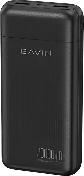 BAVIN PC1182 Power Bank 20000mAh 74Wh Li-Pol Battery, Dual USB-A Output, USB-C Input, Fast Charging, Flight-Safe Portable Charger, Black