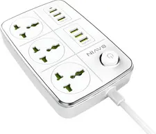 BAVIN Power Socket, 4 Universal Outlets, Child Protection, EU Plug, 1.5m, White