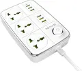 Сетевой фильтр BAVIN с 3 универсальными розетками и 6 портами USB, Super Charge Auto-ID 30W, макс. мощность 2500Вт, кабель 1.5м, вилка EU, белый