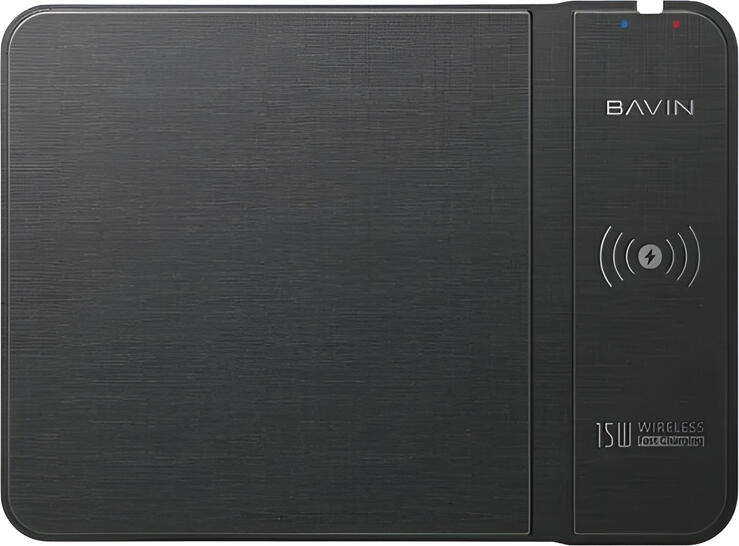 BAVIN Office Essential Mouse Pad with 15W Wireless Charger, Smart Safety Chip, Black