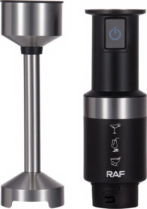 Mixer vertical Raf R.30000, Blender imersie 400W cu lame din otel inoxidabil 4 lame, 28,000 RPM, Negru, Include pahar de masura