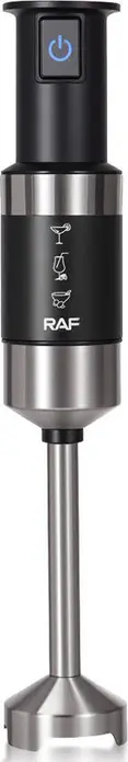 Mixer vertical Raf R.30000, Blender imersie 400W cu lame din otel inoxidabil 4 lame, 28,000 RPM, Negru, Include pahar de masura