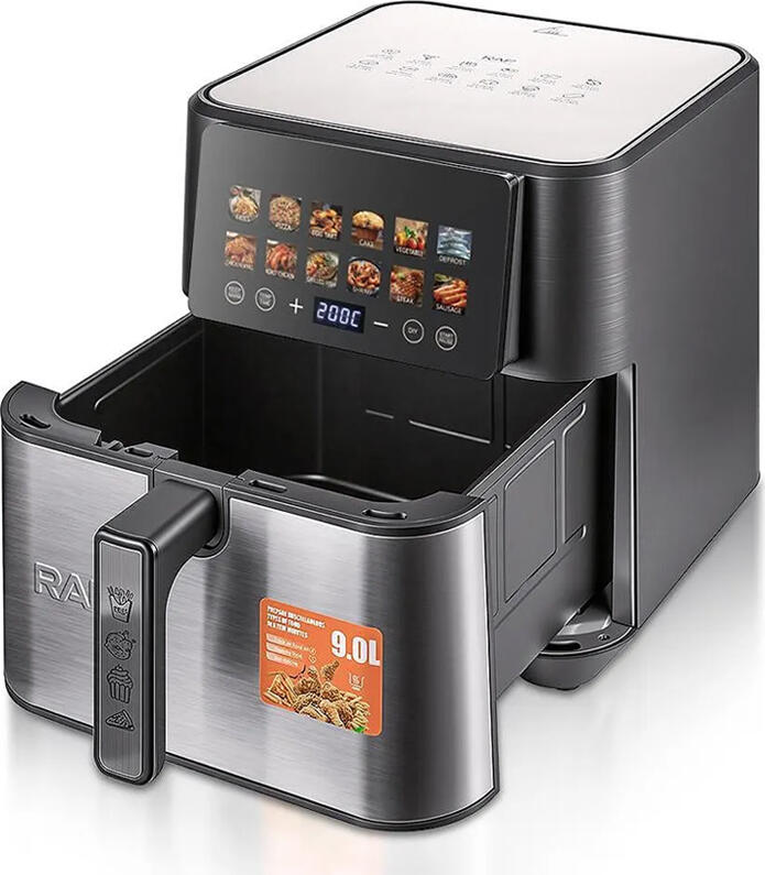 RAF R.5268 Air Fryer, 9L Capacity, 2200W, 360° 3D Hot Air Circulation, Dual Heating Elements, LED Touchscreen, 12 Presets, Black