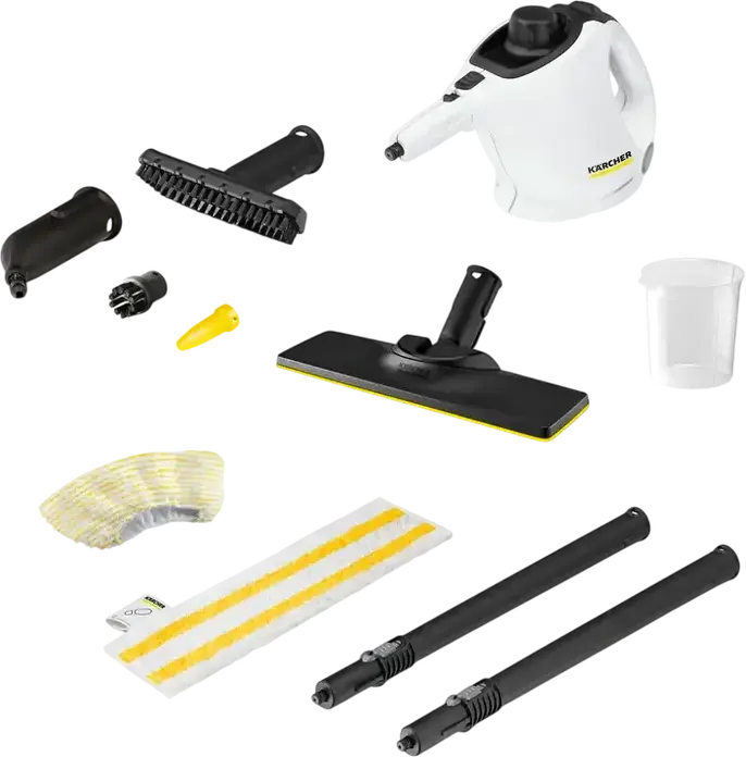 Karcher SC 1 EasyFix Steam Cleaner 1.516-401.0, 1200W, 3 bar Pressure, 200ml Tank, Chemical-free Cleaning, Set of 11 Pieces