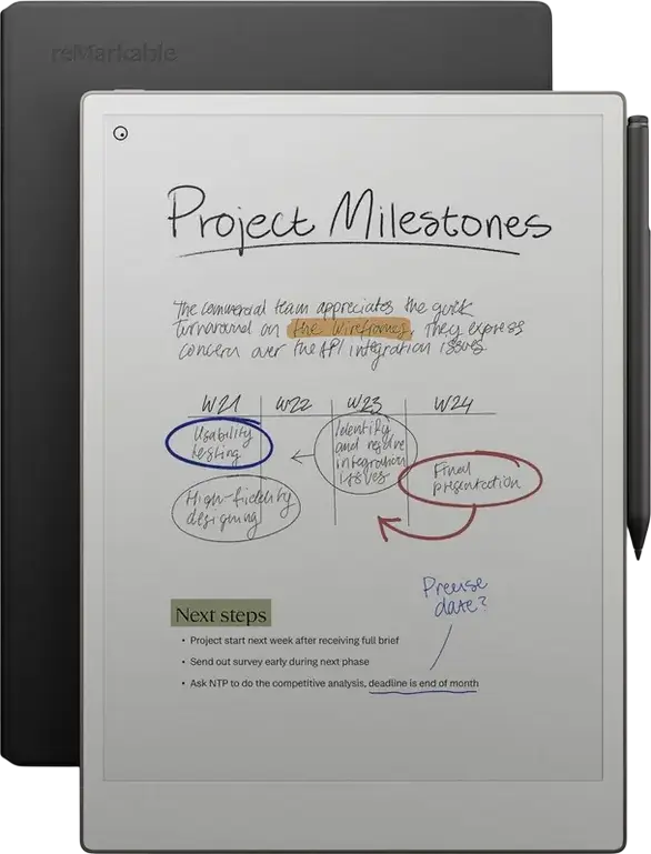 Tabletă reMarkable Paper Pro 11.8 inch Color E Ink Gallery 3, 64GB, 2GB RAM, Linux OS, cu Marker Plus, Book Folio Premium și Set de 6 Vârfuri de rezervă