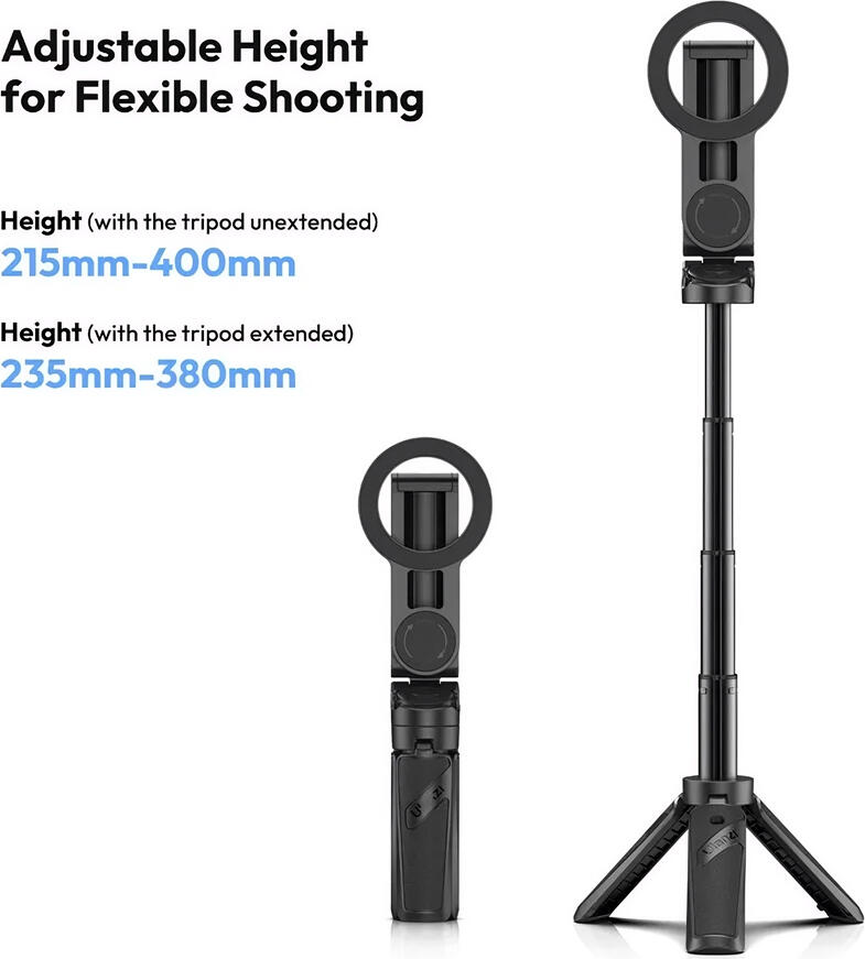 Ulanzi JJ03 3-in-1 Magnetic Phone Tripod Selfie Stick with Detachable Bluetooth Remote, MagSafe Compatible, 360 Rotation, 215-420mm Height