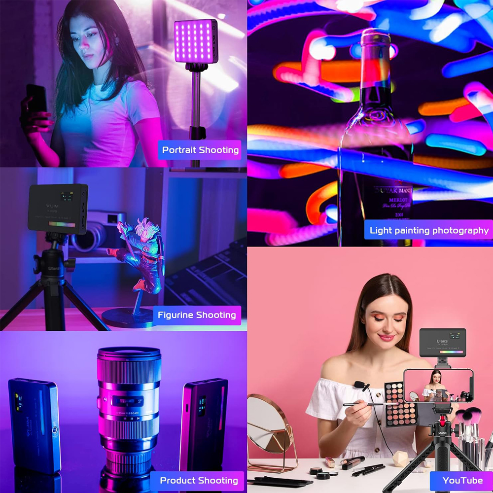 Ulanzi VL120 RGB Pocket LED Video Light, 120 Beads, 2500K-9000K, Full RGB, 3100mAh Battery, OLED Screen, 20 Effects, CRI 95+, USB-C, 1/4" Mount