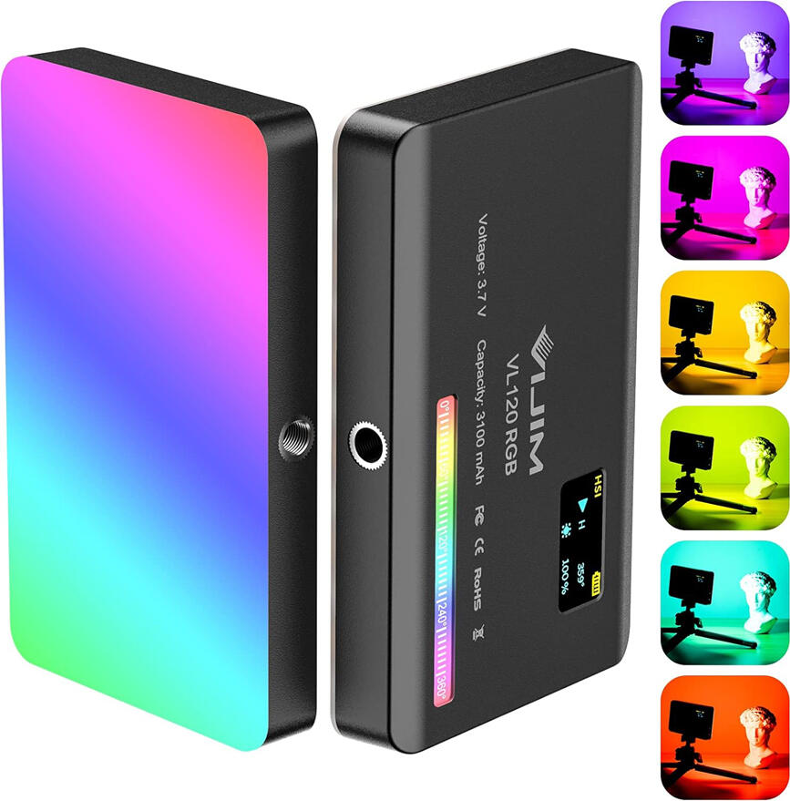 Ulanzi VL120 RGB Pocket LED Video Light, 120 Beads, 2500K-9000K, Full RGB, 3100mAh Battery, OLED Screen, 20 Effects, CRI 95+, USB-C, 1/4" Mount