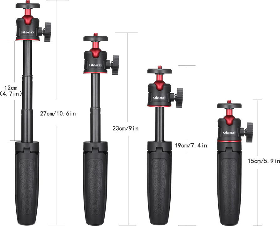 Trepied Mini Extensibil si Grip de Mana Ulanzi MT-08, Filet 1/4 inch, Cap cu Bila 360 Grade, Inaltime Maxima 26.9 cm, Design Pliabil pentru Camere