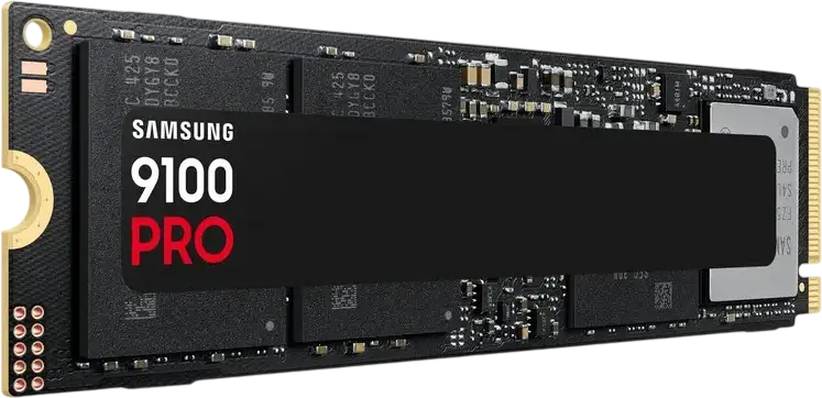 SSD-накопитель Samsung 9100 PRO 2TB M.2 2280 NVMe PCIe 5.0 x4 без радиатора, скорость чтения до 14,700 МБ/с, записи 13,400 МБ/с, V-NAND TLC, совместим с PS5