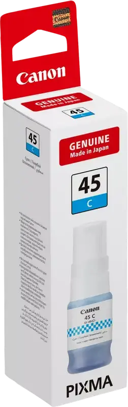 Чернила Canon GI-45 голубого цвета в бутылке 40мл для принтеров MAXIFY GX1040 GX2040, ресурс 3000-4500 страниц, система заправки без проливов, Made in Japan