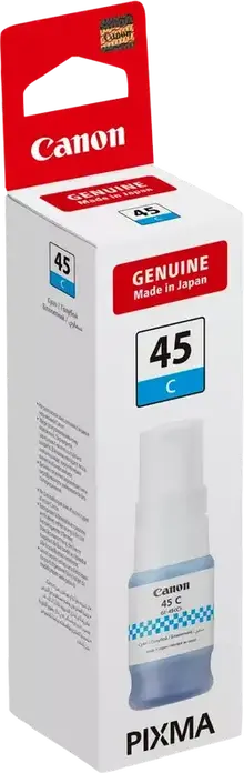 Чернила Canon GI-45 голубого цвета в бутылке 40мл для принтеров MAXIFY GX1040 GX2040, ресурс 3000-4500 страниц, система заправки без проливов, Made in Japan
