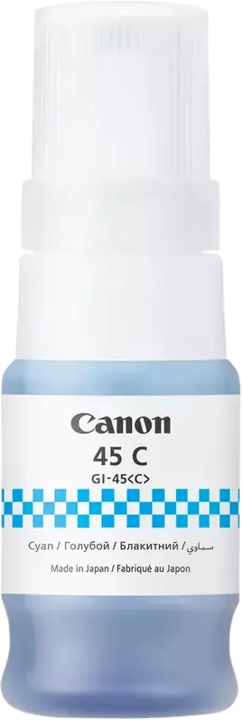 Чернила Canon GI-45 голубого цвета в бутылке 40мл для принтеров MAXIFY GX1040 GX2040, ресурс 3000-4500 страниц, система заправки без проливов, Made in Japan