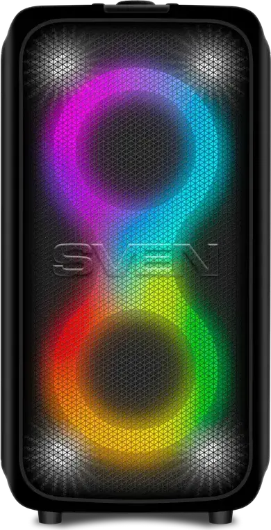 Sistem Difuzor Portabil pentru Petreceri SVEN PS-960, 160W RMS, Baterie 6000mAh, Bluetooth, NFC, TWS, Iluminare RGB, Corp MDF, cu Microfon Karaoke cu Fir