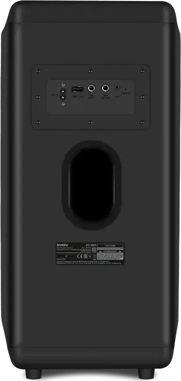 Sistem Difuzor Portabil pentru Petreceri SVEN PS-960, 160W RMS, Baterie 6000mAh, Bluetooth, NFC, TWS, Iluminare RGB, Corp MDF, cu Microfon Karaoke cu Fir