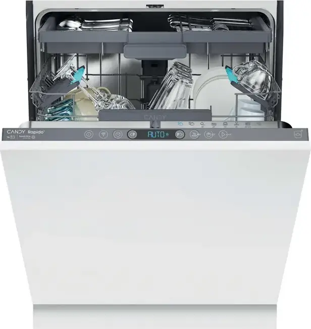 Candy Rapidò CI 6E7F1A Built-in Full Size Dishwasher, 16 Place Settings, 8 Programs, 35min Fast Cycle, Inverter Motor, AquaStop, Grey